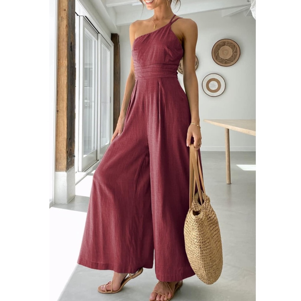 One Shoulder Wide Leg Jumpsuit